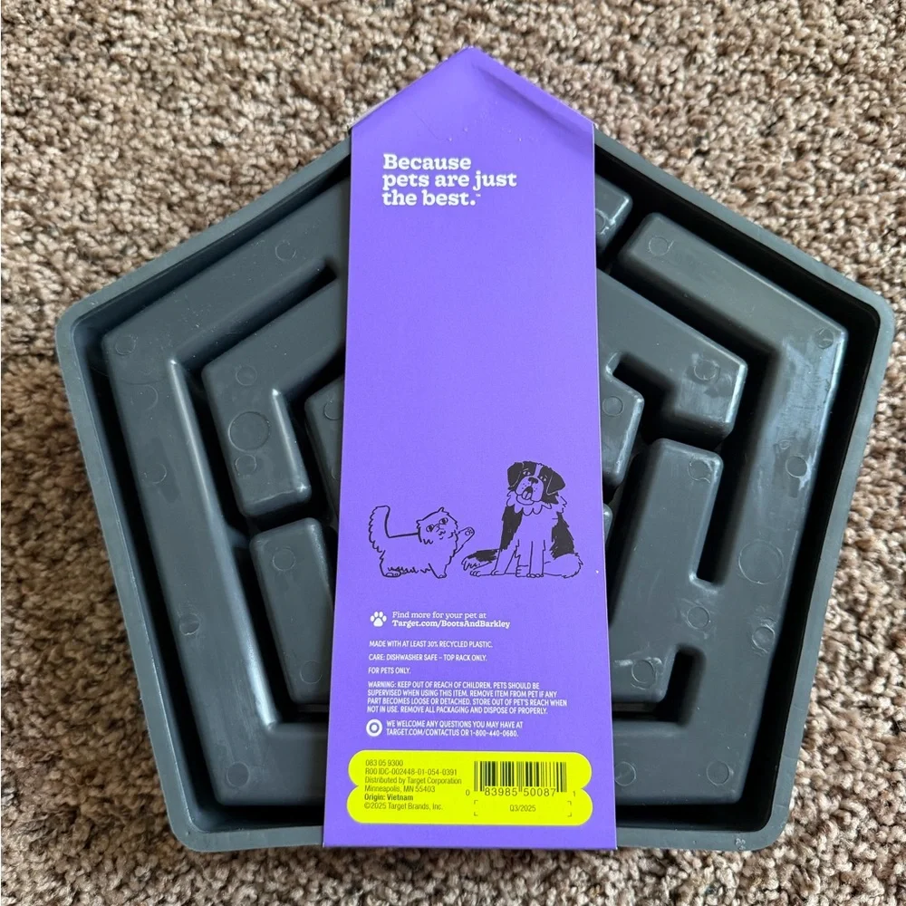 Boots & Barkley Hexagon Slow Feed Pet Bowl - Dark Gray